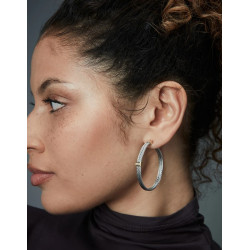 Pendientes de mujer de acero Ip dorado doble cable unido con barra con circonitas 15193e01000