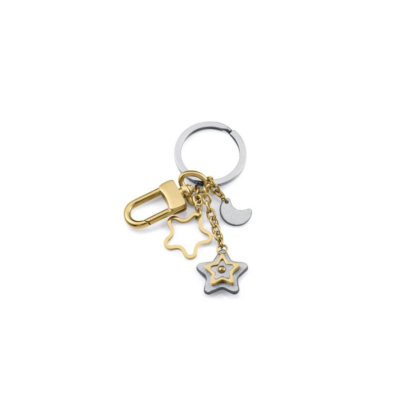 Llavero Viceroy  de mujer en acero IP dorado con estrellas y luna  75414l01012