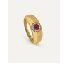 Anillo para mujer Signet Round Rubí de oro amarillo 9k – BEA SOLDADO (Talla 18)