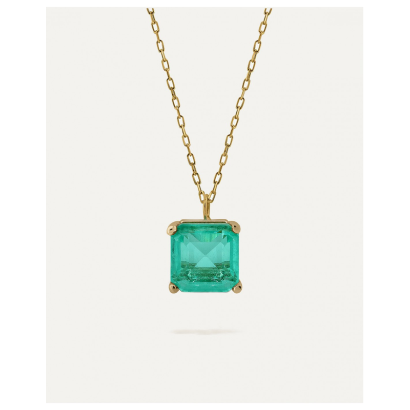 Collar de oro amarillo 9k con cuarzo verde cuadrado de 4 garras – BEA SOLDADO