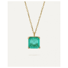 Collar de oro amarillo 9k con cuarzo verde cuadrado de 4 garras – BEA SOLDADO