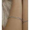 Pulsera Plata Circonitas con eslabones en formas ovaladas y circulares