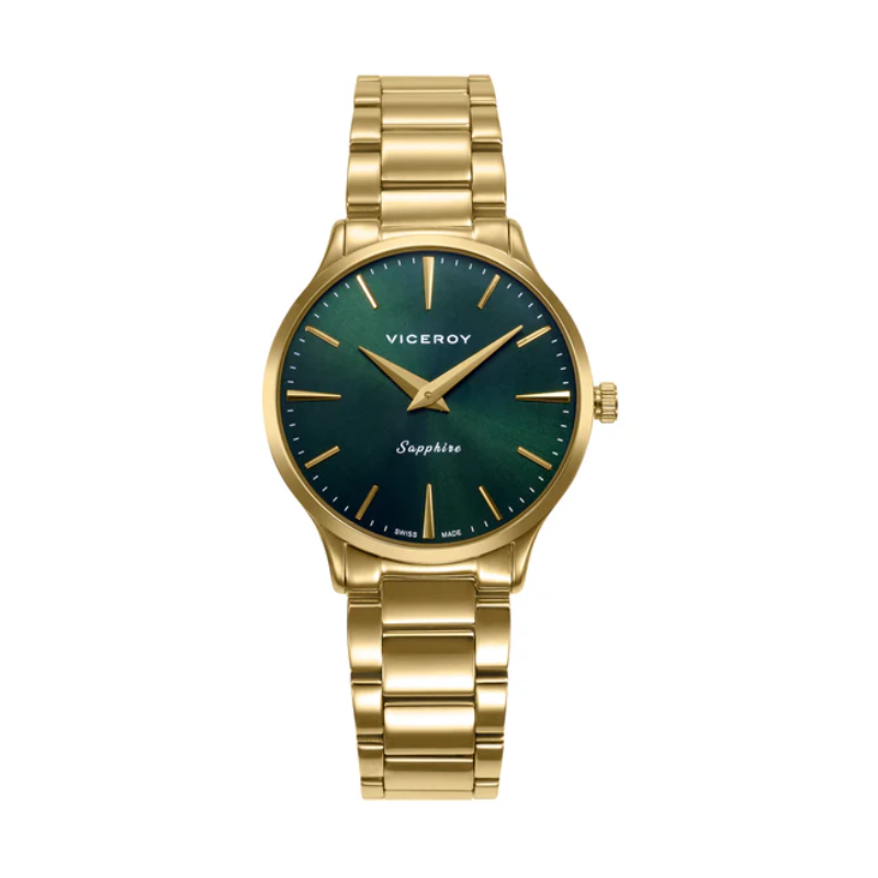 Reloj Mujer Viceroy Swiss Made Acero IP Dorado Esfera Verde 32 mm