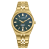 Reloj Mujer Swiss Made Acero IP Dorado Deportivo Verde Zafiro 10 ATM 45114-97