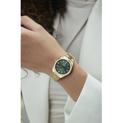Reloj Mujer Swiss Made Acero IP Dorado Deportivo Verde Zafiro 10 ATM 45114-97