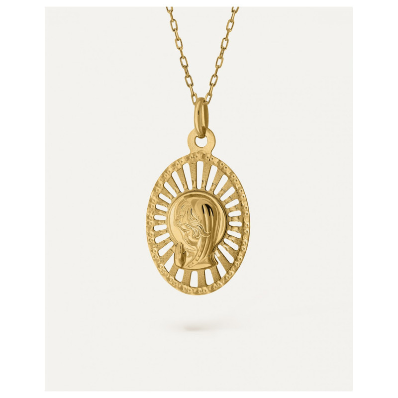 Medalla Virgen Niña Oro Amarillo 9k Ovalada 20x14mm – Ideal para Primera Comunión – Bea Soldado 29250