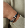 Pulsera Viceroy de Hombre de Acero y Piel Trenzada Negra con Detalle Azul 15201p01010