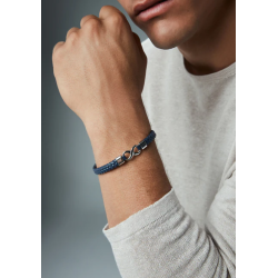 Pulsera Viceroy Hombre 14331P01013 Acero y Piel Azul Trenzada 21,5 cm
