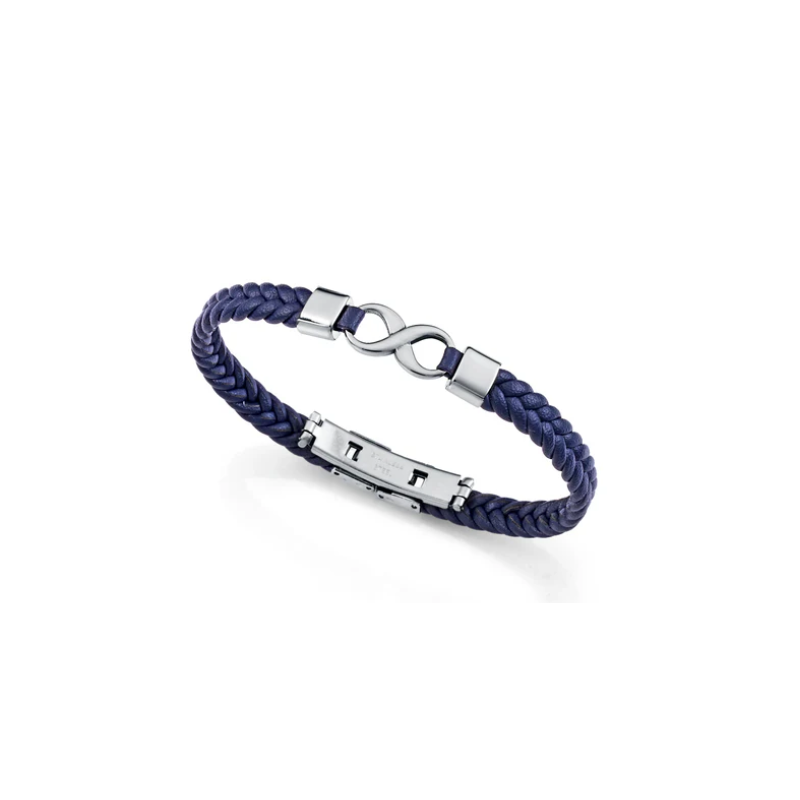 Pulsera Viceroy Hombre 14331P01013 Acero y Piel Azul Trenzada 21,5 cm