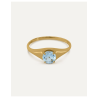 Anillo Oro Amarillo 9k con Topacio Sky 6mm – Talla 15 (17,5 mm) – Mujer