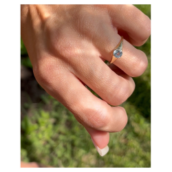Anillo Oro Amarillo 9k con Topacio Sky 6mm – Talla 15 (17,5 mm) – Mujer