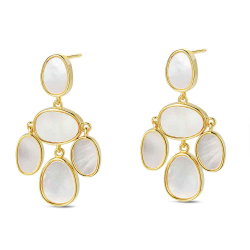 Pendientes de plata chapada con discos de nácar 30 mm, elegantes e ideales para fiestas