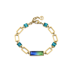 Pulsera Viceroy Acero Dorado 14324p01012 Mujer Piedras Tonos Verdes