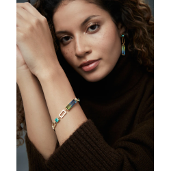 Pulsera Viceroy Acero Dorado 14324p01012 Mujer Piedras Tonos Verdes