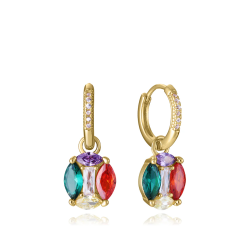 Pendientes Viceroy Mujer 15132E100-39 Plata 1ª Ley Baño Oro Aro con Circonitas 2,3 cm