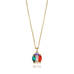 Collar Viceroy Mujer 15132C100-39 Plata 1ª Ley Baño Oro con Circonitas Multicolor 42+3 cm