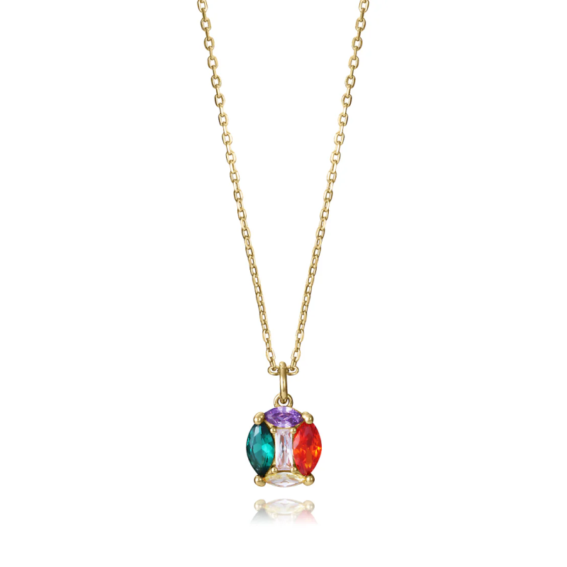Collar Viceroy Mujer 15132C100-39 Plata 1ª Ley Baño Oro con Circonitas Multicolor 42+3 cm