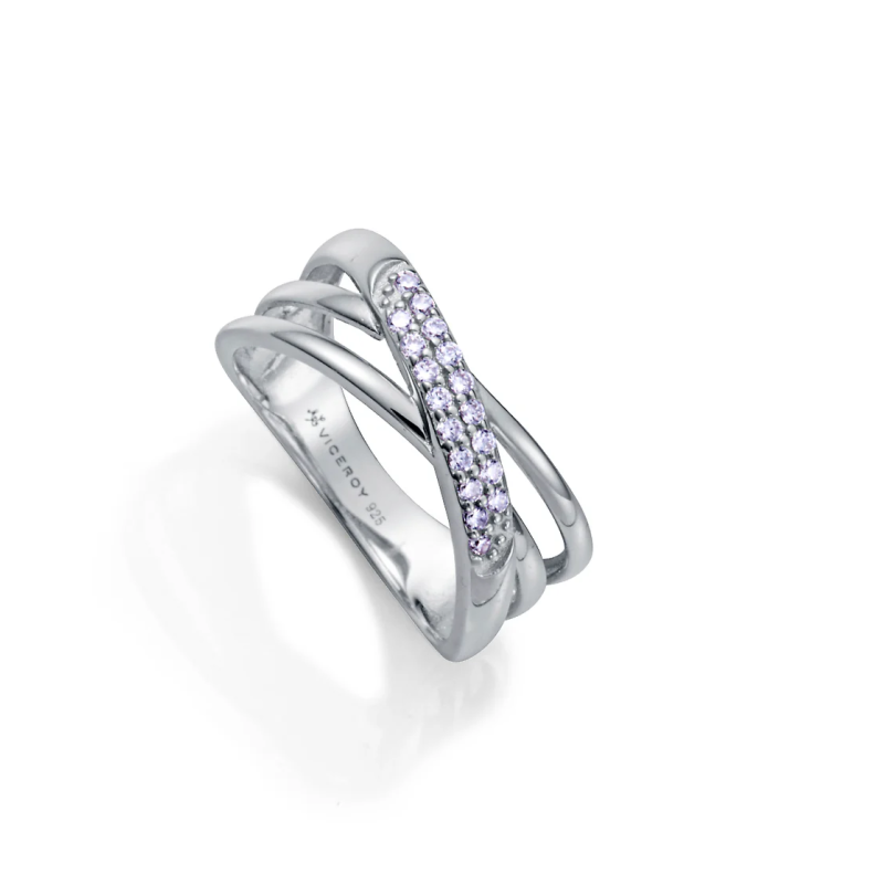 Anillo Viceroy Mujer 9162A014-30 Plata 1ª Ley Baño Rodio con Circonitas Cruzado Talla 14