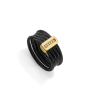 Anillo Mujer Acero IP Negro y Dorado con Circonitas Diseño Cables Bicolor Talla 12