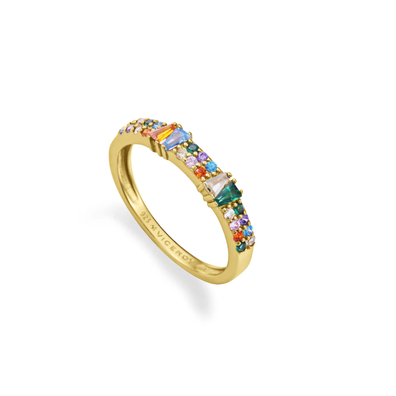 Anillo Viceroy Mujer 15130A016-39 Plata 1ª Ley Baño Oro con Circonitas Multicolor