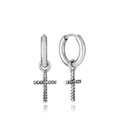 Pendientes Viceroy Hombre 14337E01000 Acero Criolla Plateado con Cruz Colgante 2,8 cm