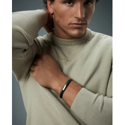 Pulsera Viceroy Hombre 14332P01012 Acero IP Dorado con Placa y Piel Trenzada Negra 19,5+3 cm