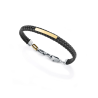 Pulsera Viceroy Hombre 14332P01012 Acero IP Dorado con Placa y Piel Trenzada Negra 19,5+3 cm
