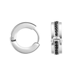 Pendientes Police Fragment Hombre 16mm – Acero con Cristales Negros | Estilo Rockero Peage0038001