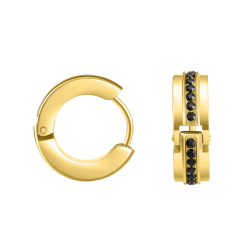 Pendientes Police Fragment Hombre Dorado con Cristales Negros – PEAEG0000402