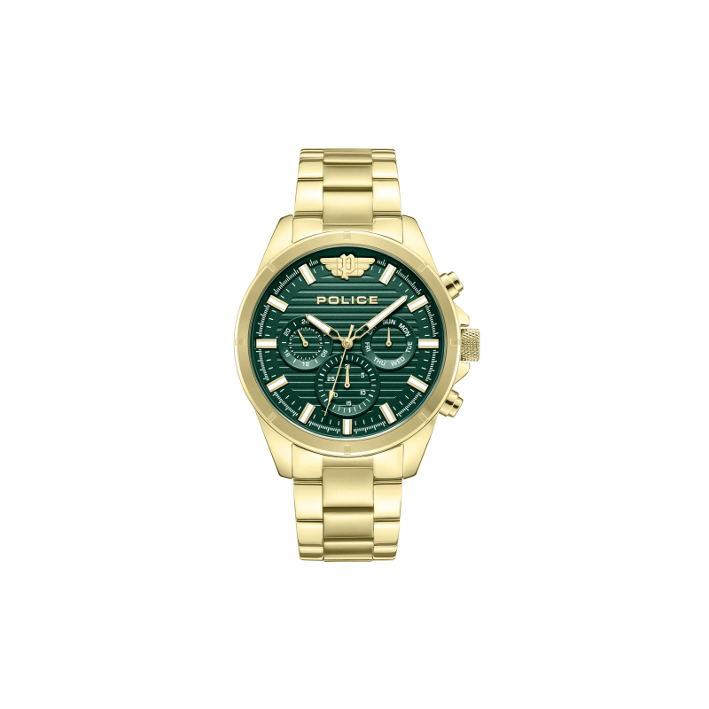 Reloj Police Malawi Dorado Hombre Esfera Verde Multifunción 45 mm PEWJK2227809
