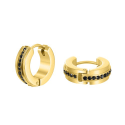 Pendientes Police Fragment Hombre Dorado con Cristales Negros – PEAEG0000402