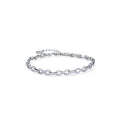 Pulsera de Plata de Primera Ley con Baño de Rodio y Circonitas Blancas 9160p000-30