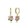 Pendientes de Plata de Primera Ley con Baño de Oro y Aro con Colgante de Circonitas Multicolor 2342e100-30