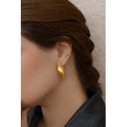 Pendientes modernos largos ondulados de plata 925 dorada para mujer | Lineargent 19989-G-A