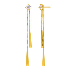 Pendientes Marea D04101/AJ Plata 925 Baño Oro 18K Cadena Veneciana y Circonita