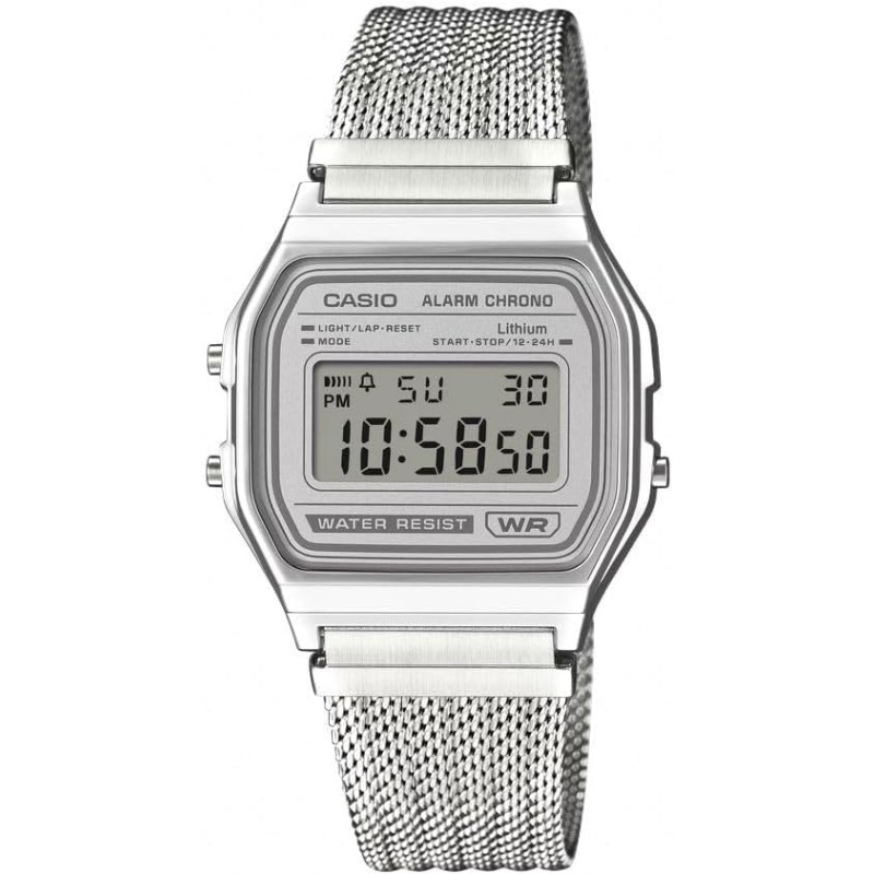 Reloj Casio A158WEM-7EF con Malla de Acero Vintage Digital Clásico