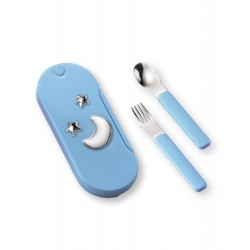 Set Cubiertos Infantil Celeste Luna 18247