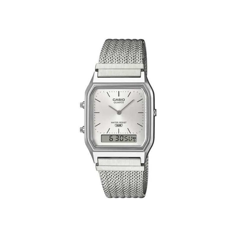 Reloj Casio AQ-230EM-7AE Plateado Analógico-Digital con Esfera Gris