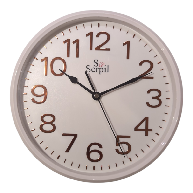 Reloj De Oficina Redondo 25,3 Cm  Blanco con Numeros Rosa Gwl683