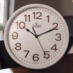 Reloj De Oficina Redondo 25,3 Cm  Blanco con Numeros Rosa Gwl683