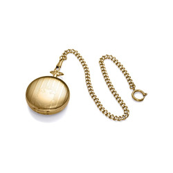 Reloj de Bolsillo Hombre Mecánico 50,7 mm IP Dorado Esfera Blanca Caja Metal Brass Cadena Acero