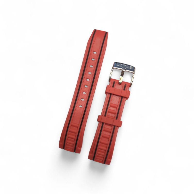 Correa Caucho Roja Franja Negra Lotus Original 18159