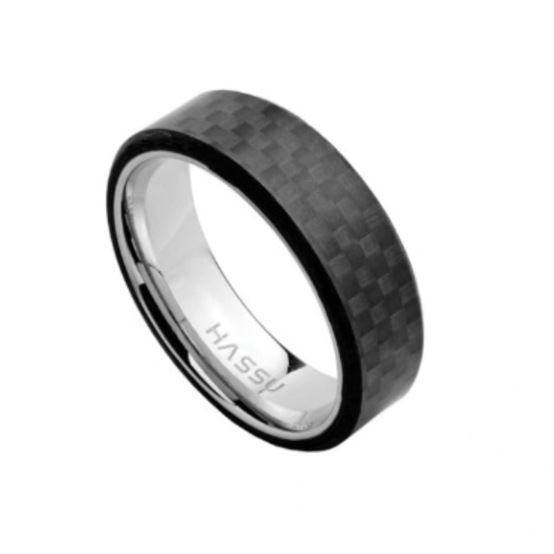 Anillo Hombre Acero y Fibra Carbono