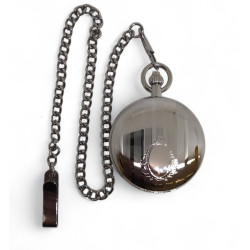 Reloj de Bolsillo Minister Mecánico 49,9 mm Doble Tapa Metal Cromado IPS Cadena Esfera Blanca