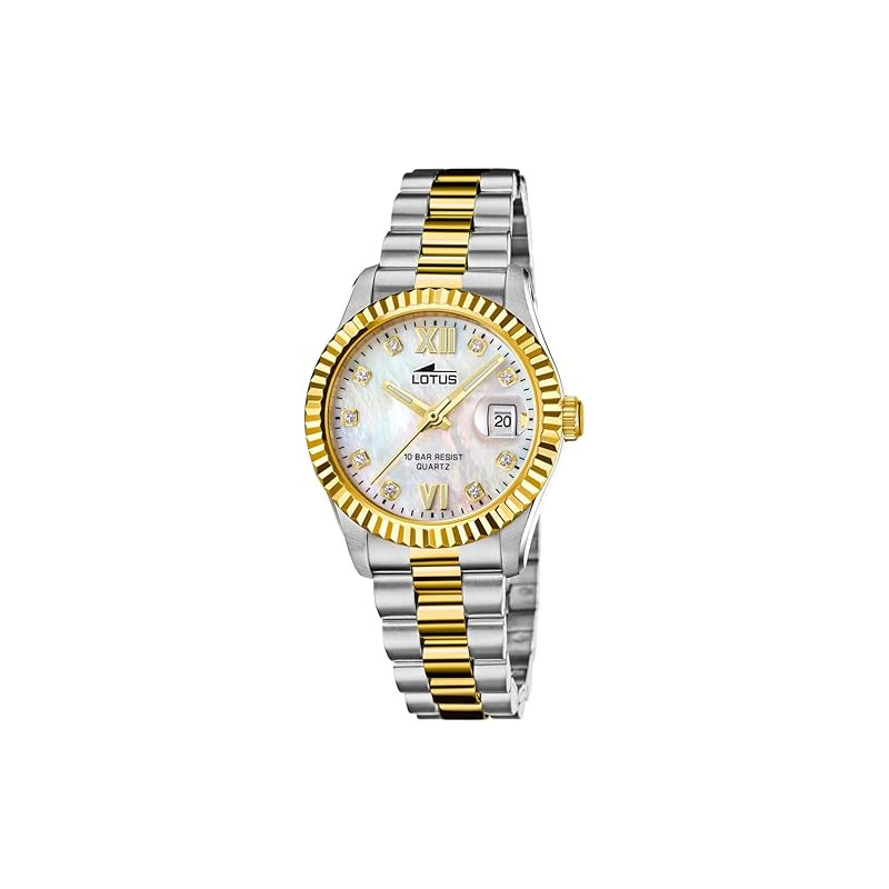 Reloj Lotus Mujer 18931/1 Freedom Acero Inox 316L Cuarzo Calendario Cristal Mineral 10 ATM