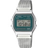 Reloj Casio A158WEM-3EF Vintage Malla Acero Esfera Verde LED | Cronómetro y Alarma