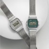 Reloj Casio A158WEM-3EF Vintage Malla Acero Esfera Verde LED | Cronómetro y Alarma