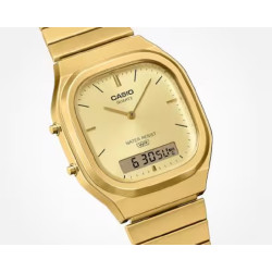 Reloj Casio Digital Dorado AQ-240EG-9AEF con Correa de Acero Inoxidable, Hora Mundial, Cronómetro