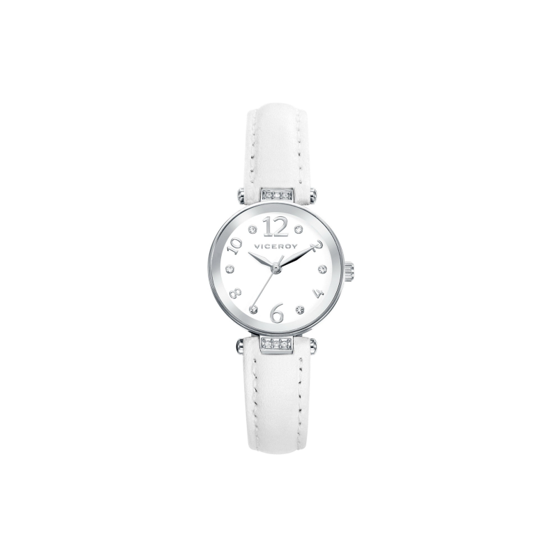 Reloj Viceroy Niña 461050-05 Correa Blanca Acero 24 mm con Circonitas – 3 ATM