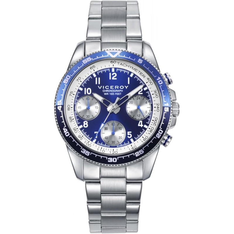 Reloj Viceroy Niño Cronógrafo 401465-3 Acero Bisel Acero/Aluminio Esfera Azul 37 mm 50 m